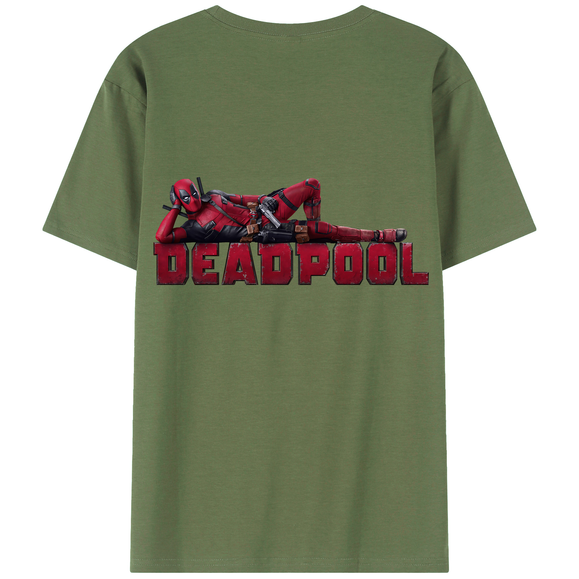 （画像用） Deadpool デッドプール 綿100％ メンズ半袖Tシャツ（バックプリント） 通気性